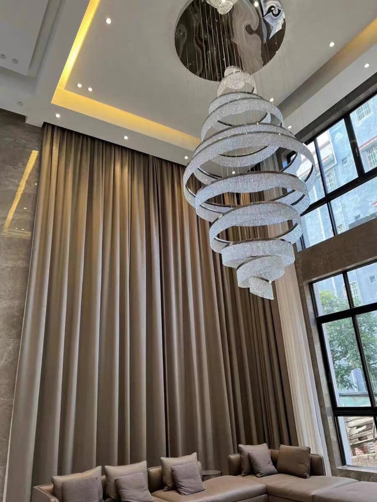 chrome Crystal Chandelier in Living room 