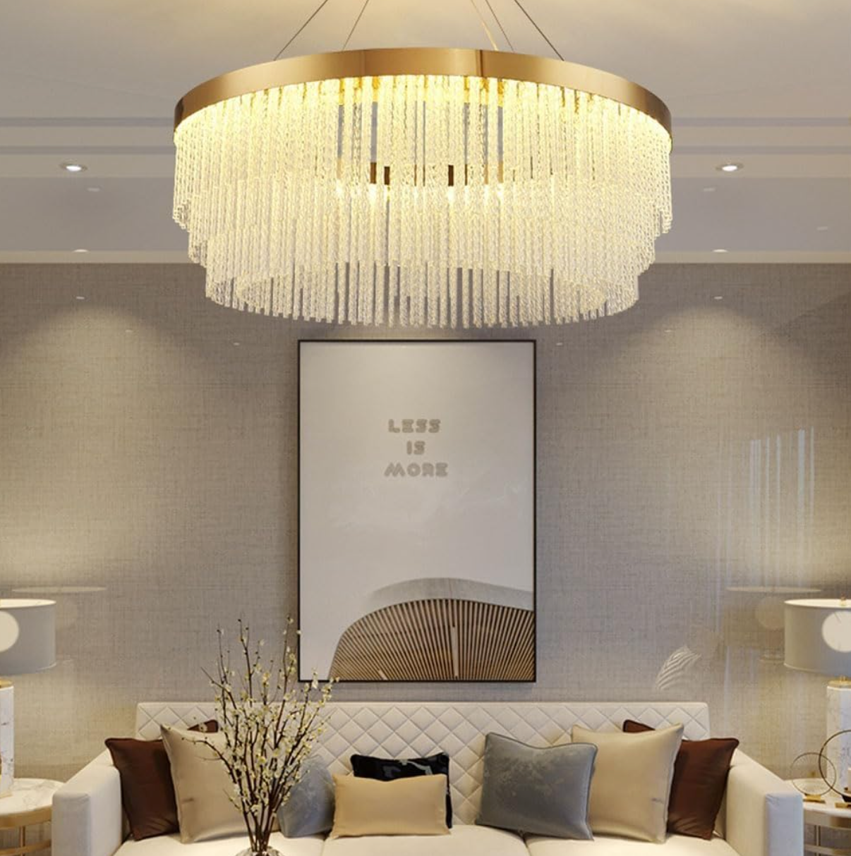 Circular Glass Gold Chandelier 