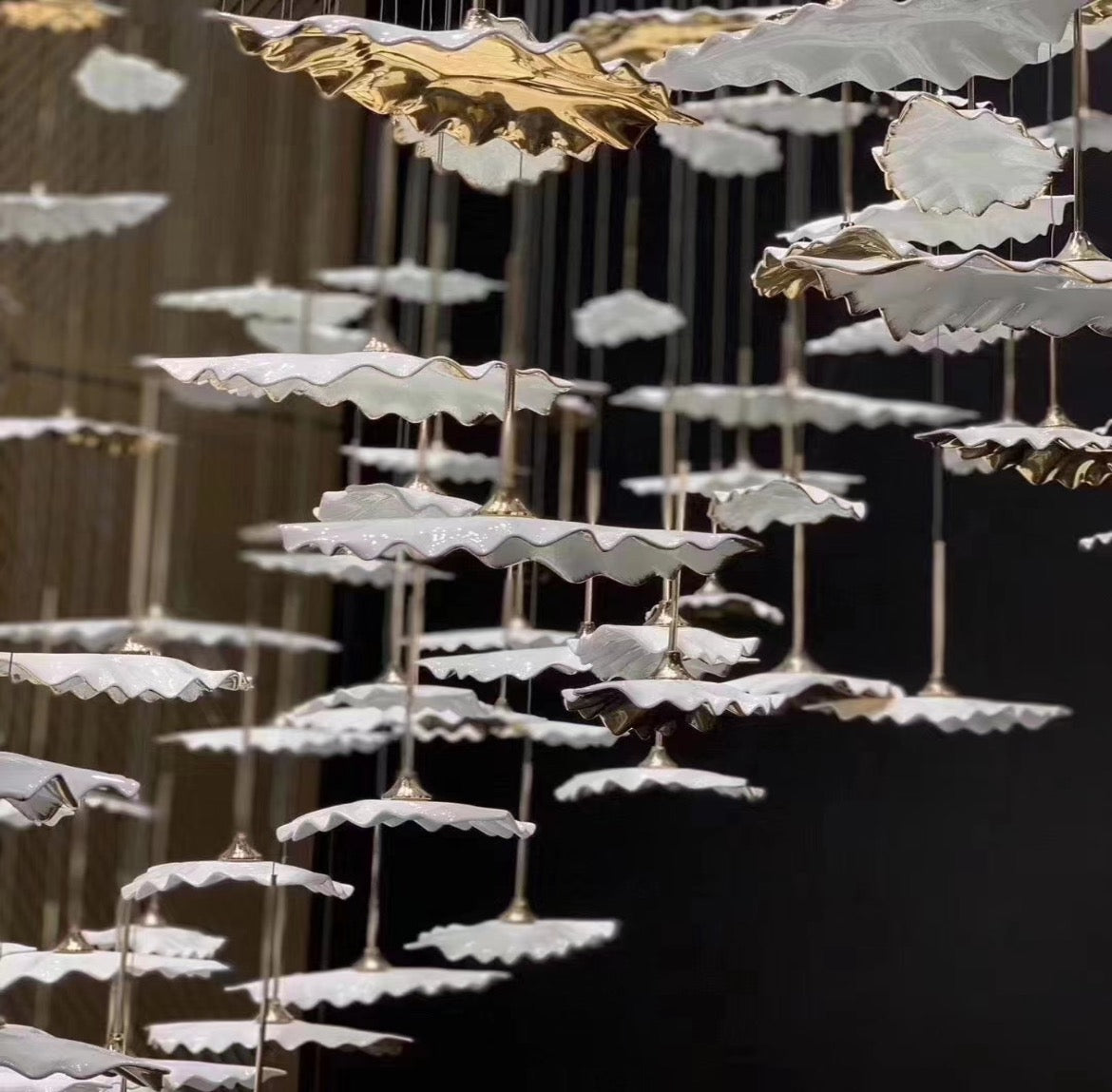 Commercial Gold & White Leaf Lighting
