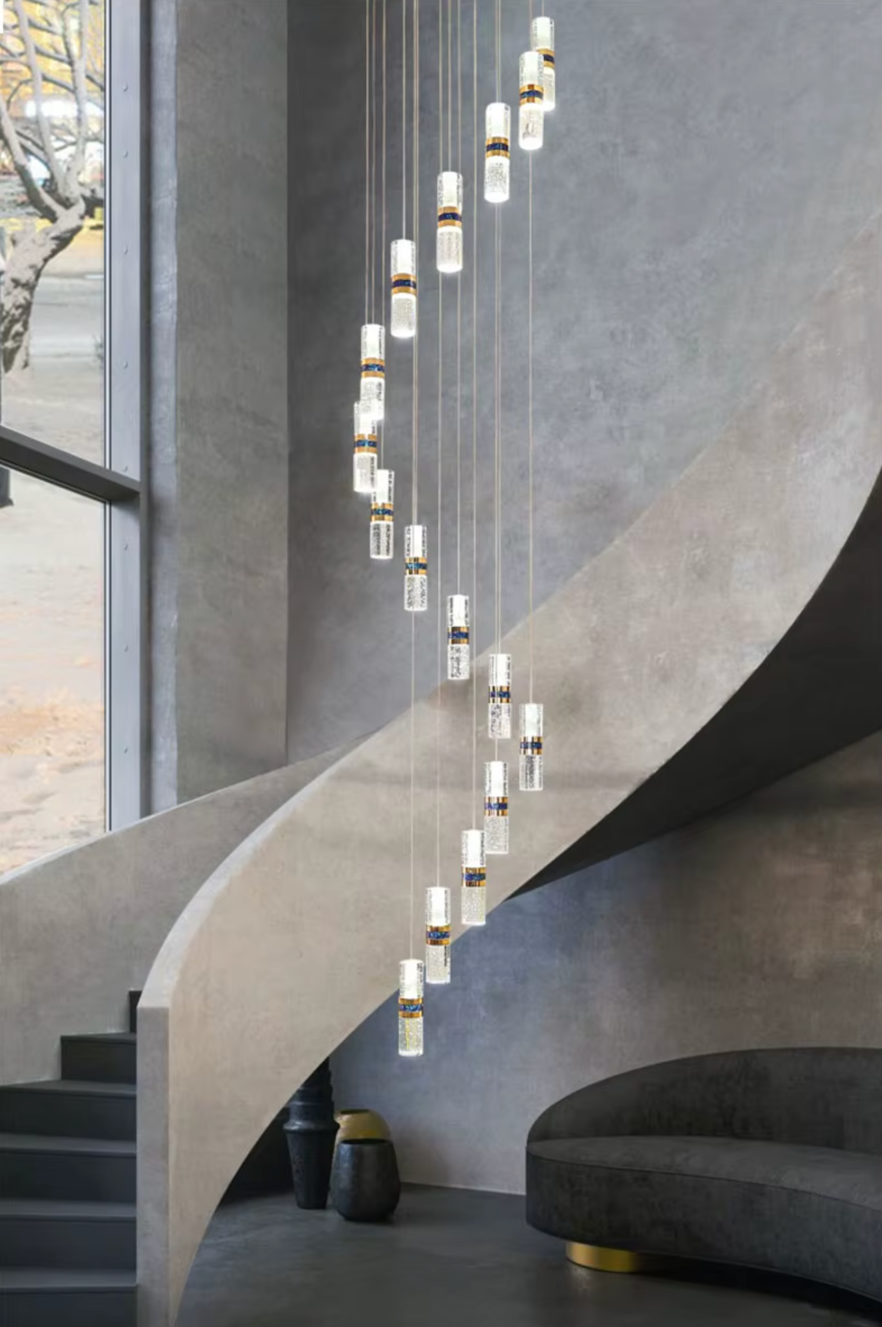 Blue Strip Crystal Pendant for Staircase