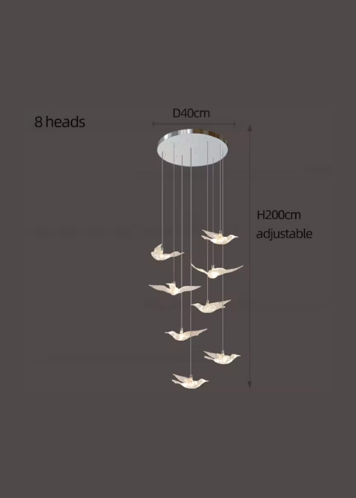 8 piece glass bird pendant staircase 