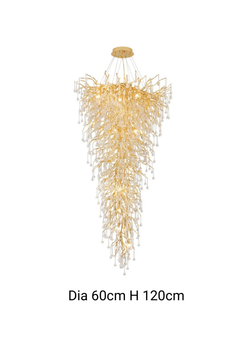 Gold Crystal large staircase chandelier 