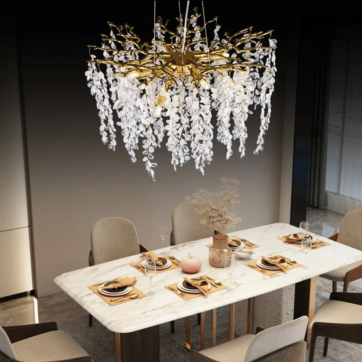 Grape Crystal Branch Chandelier