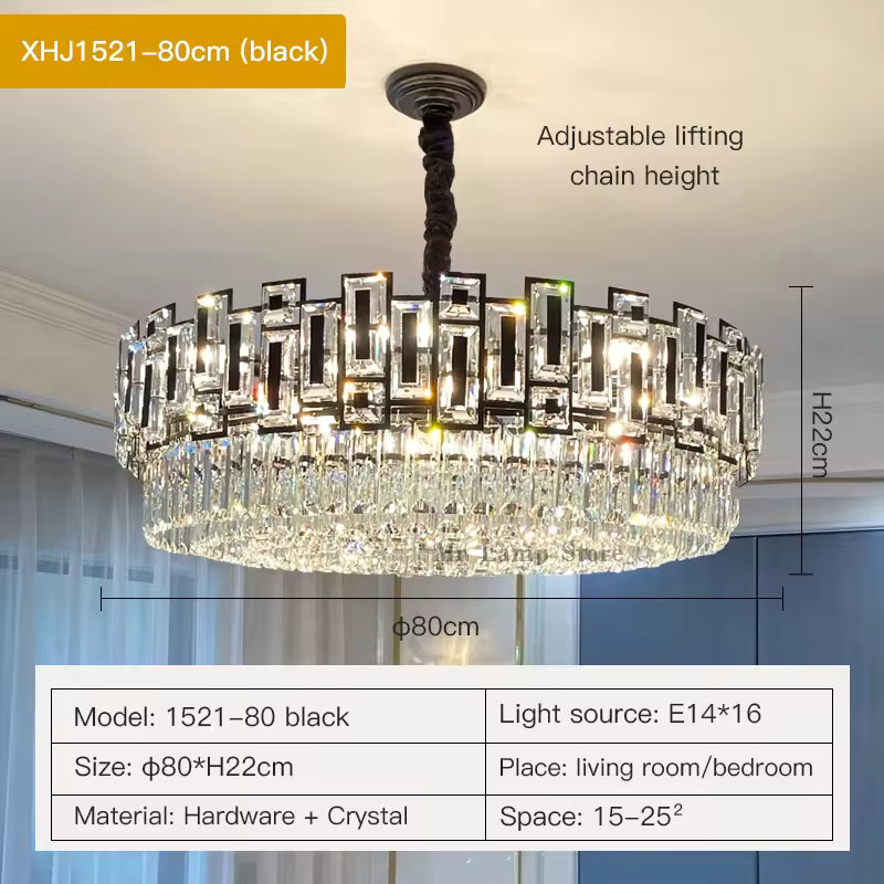 Black Crystal Circular Chandelier
