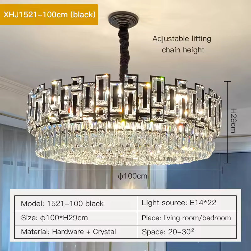 Black Crystal Circular Chandelier