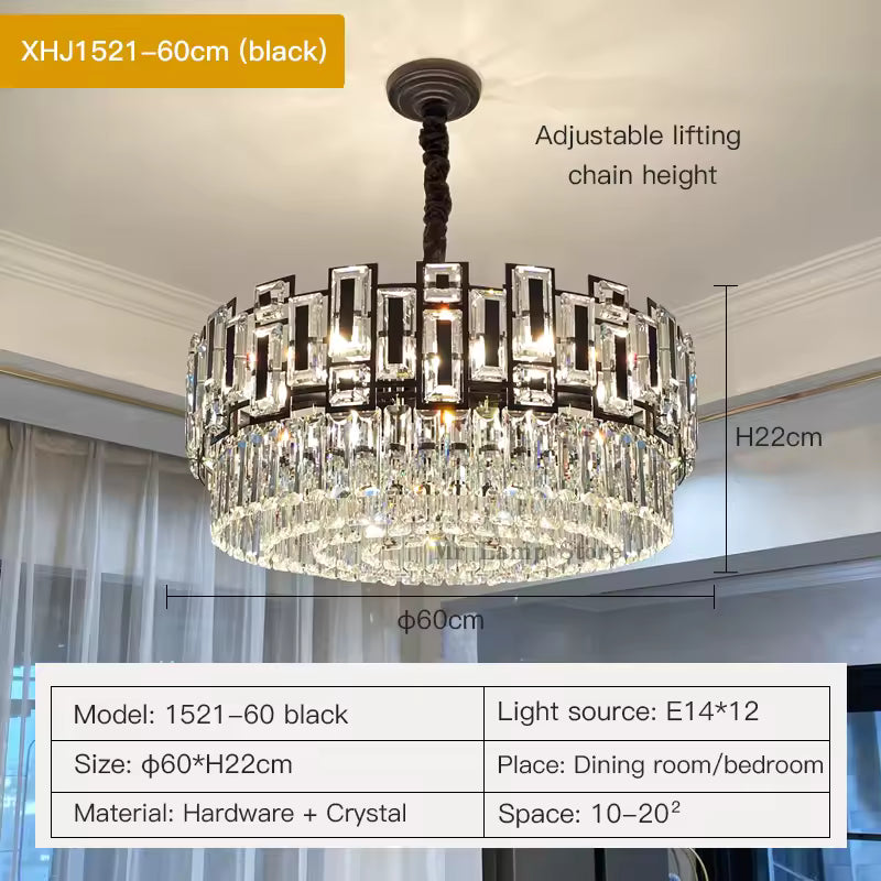 Black Crystal Circular Chandelier
