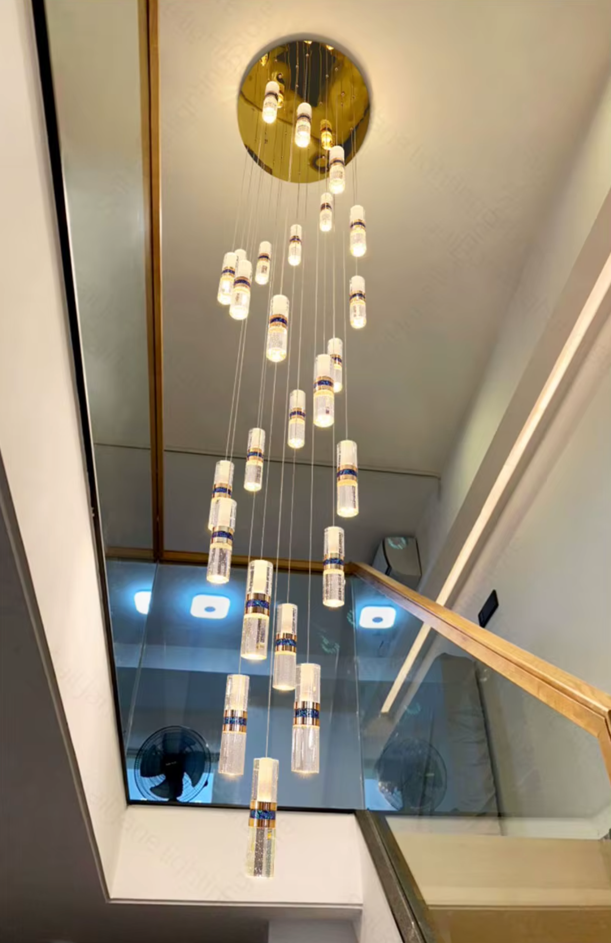 Hanging Long Crystal Staircase Pendant