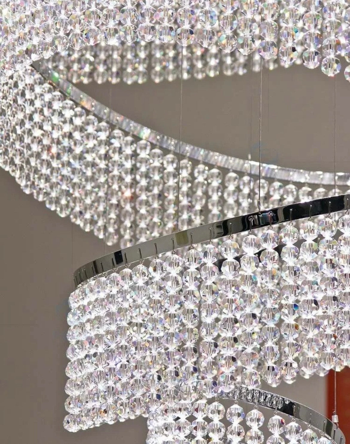 Luxury bead close up Staircase chandelier 