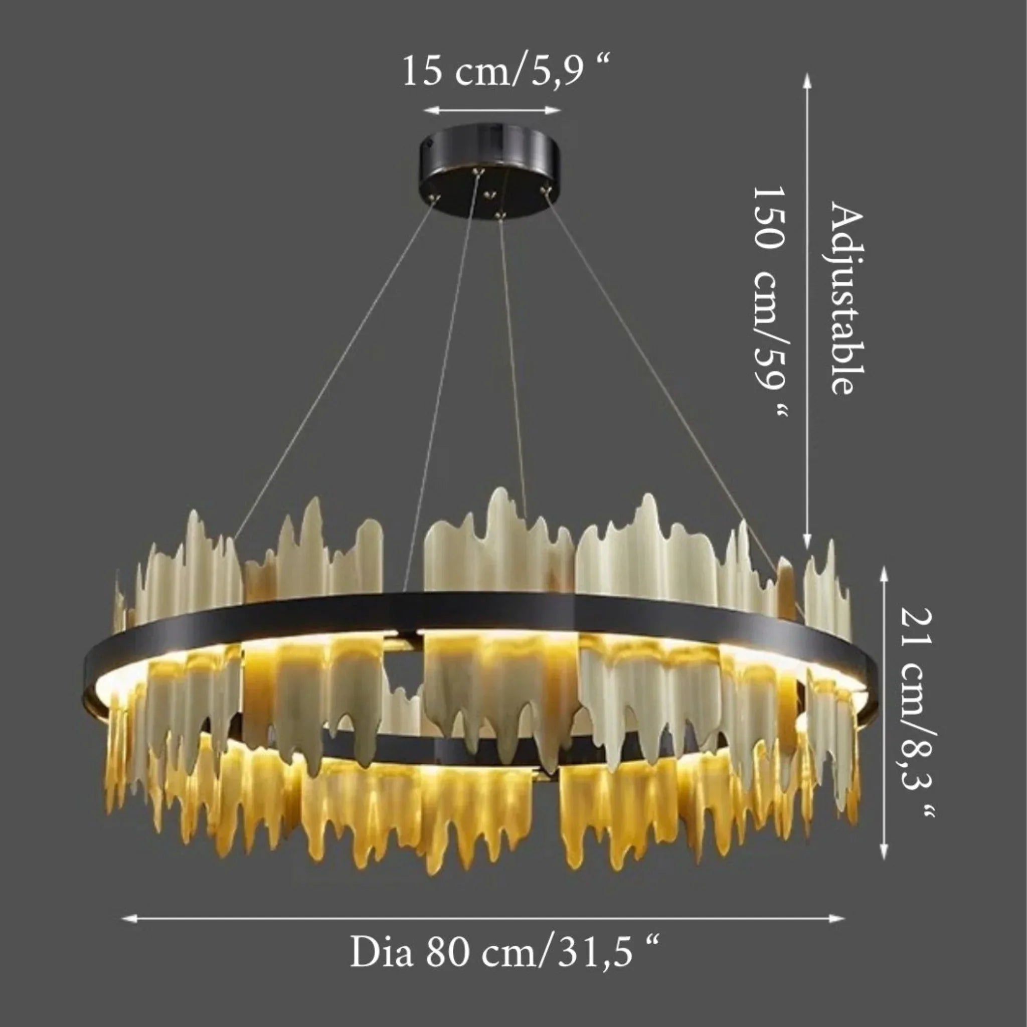 Black Ripped LED Chandelier