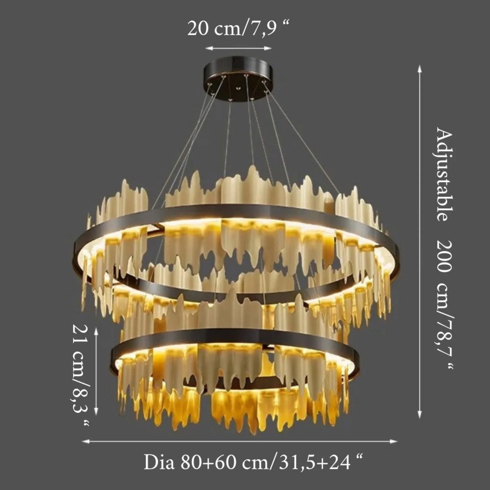 Black Ripped LED Chandelier