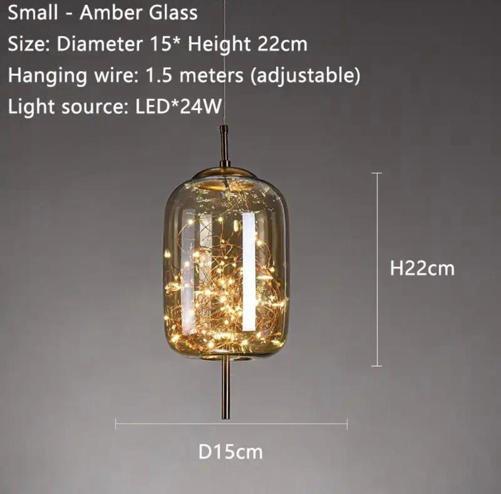 Modern Sparkling Shy Amber Smokey Grey Pendant Light