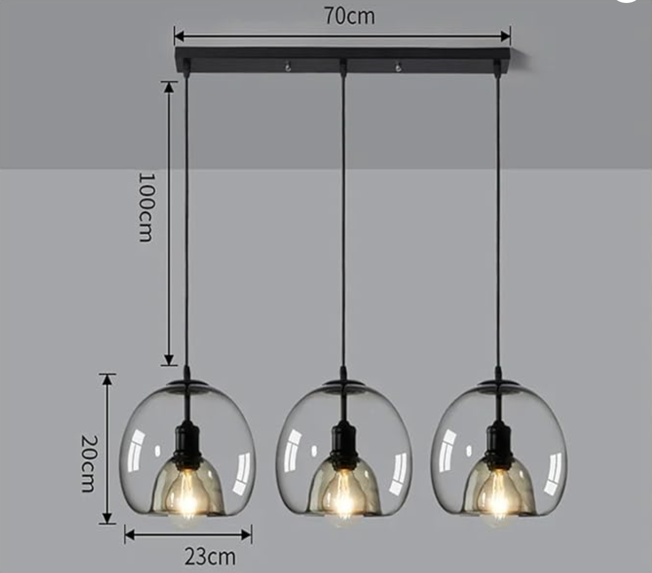 20cm black glass lights with adjustable height