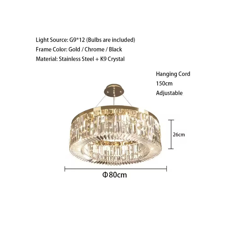 Circular Crystal Thick Chandelier