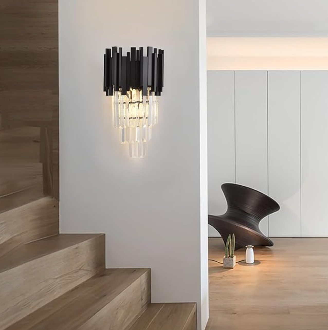 Black Crystal Wall Light