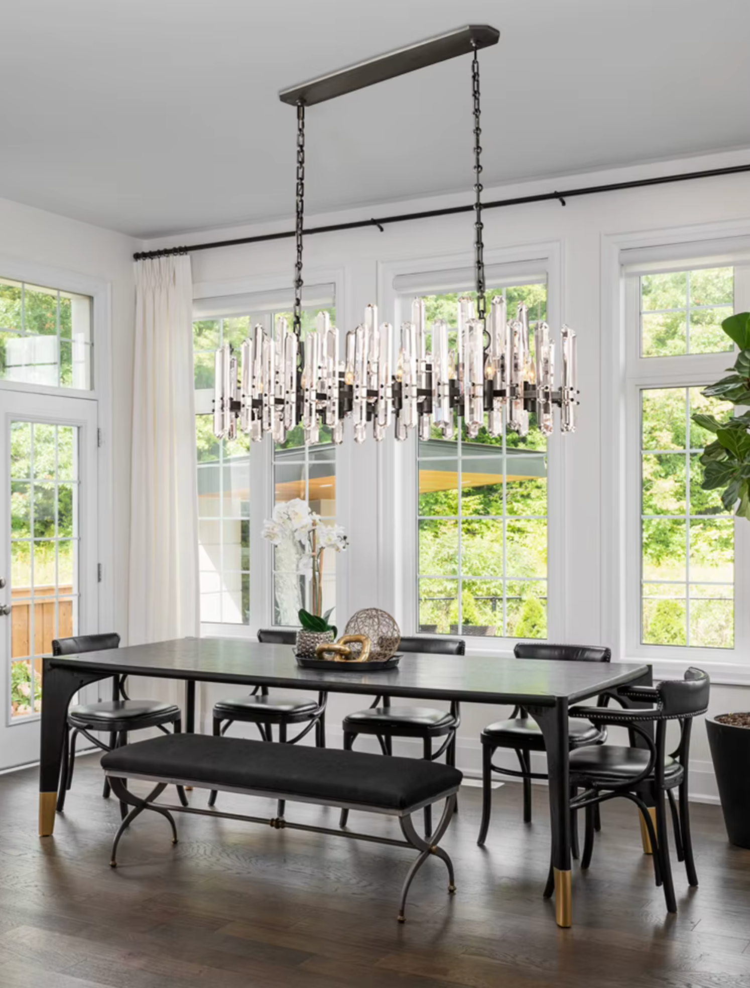 Industrial Crystal Rectangular Chandelier