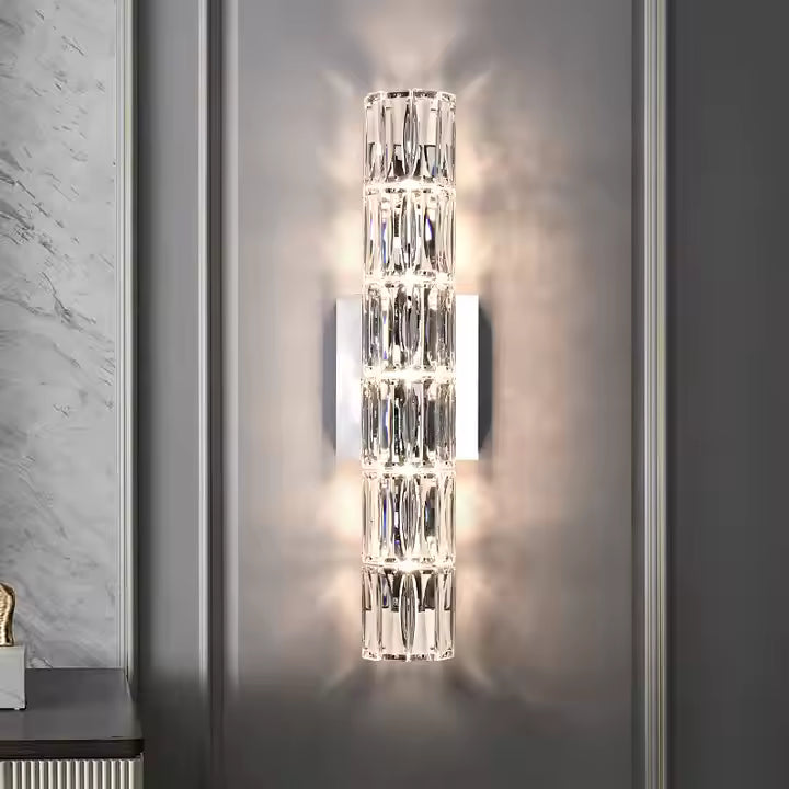 Glass modern silver wall light for bedroom