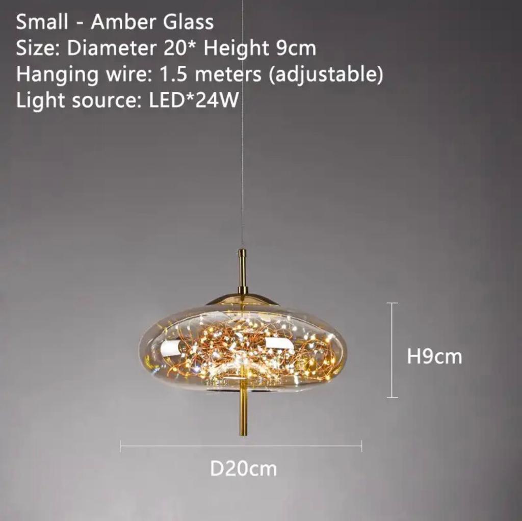 Sparkling Amber Smokey Grey Pendant Lighting