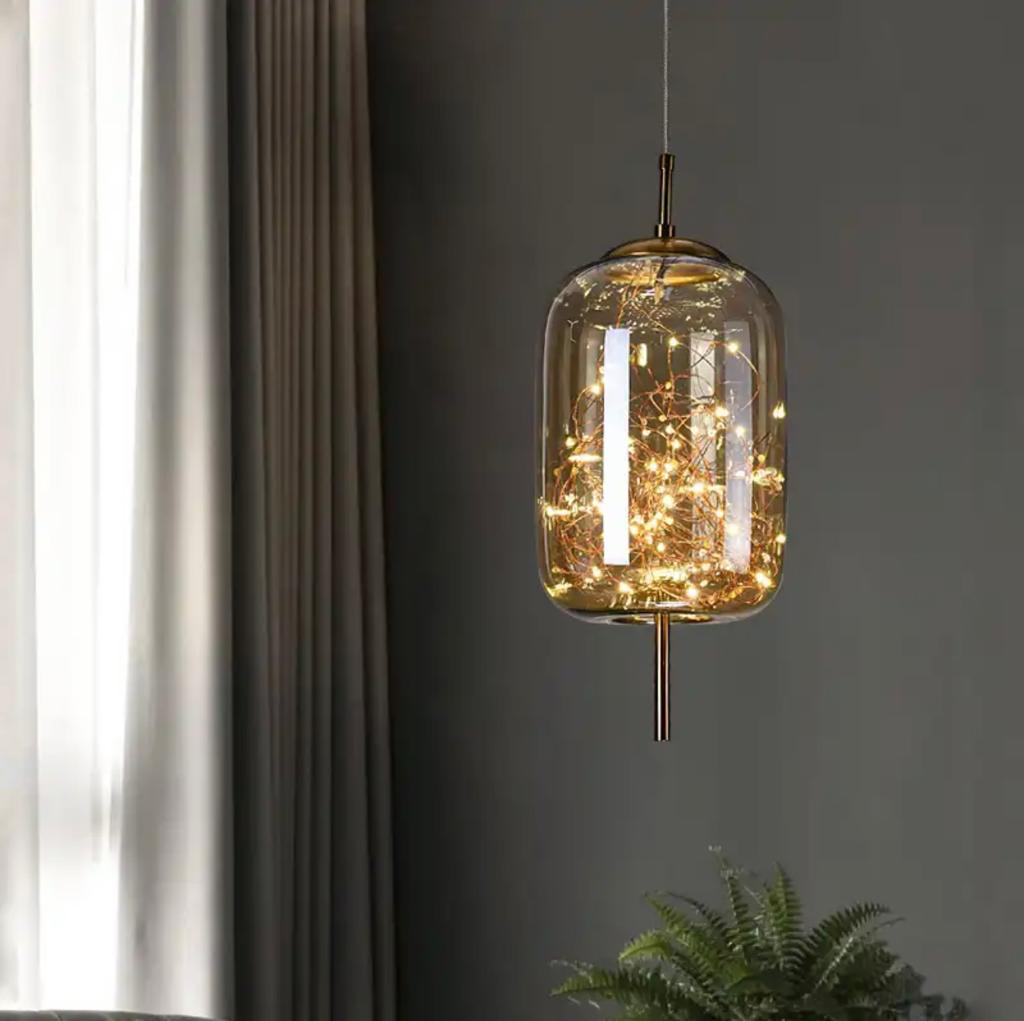 Sparkling Shy Amber Smokey Grey Pendant Lights