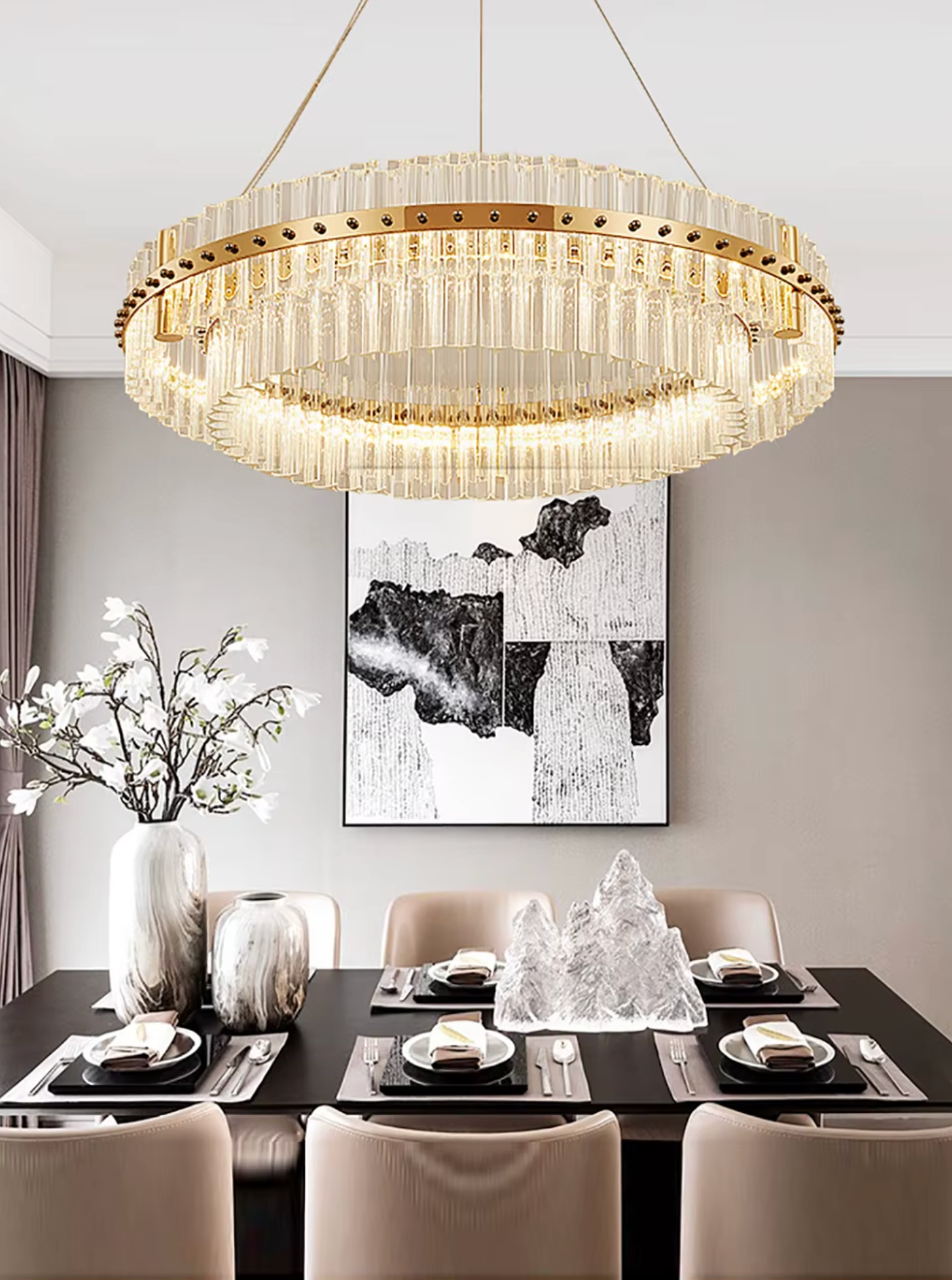 Gold Crystal Ring Chandelier 