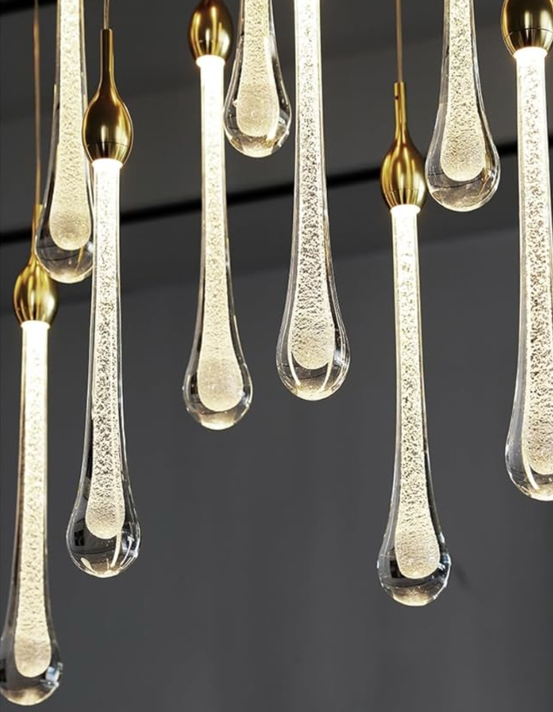 waterdrop hanging long chandelier light