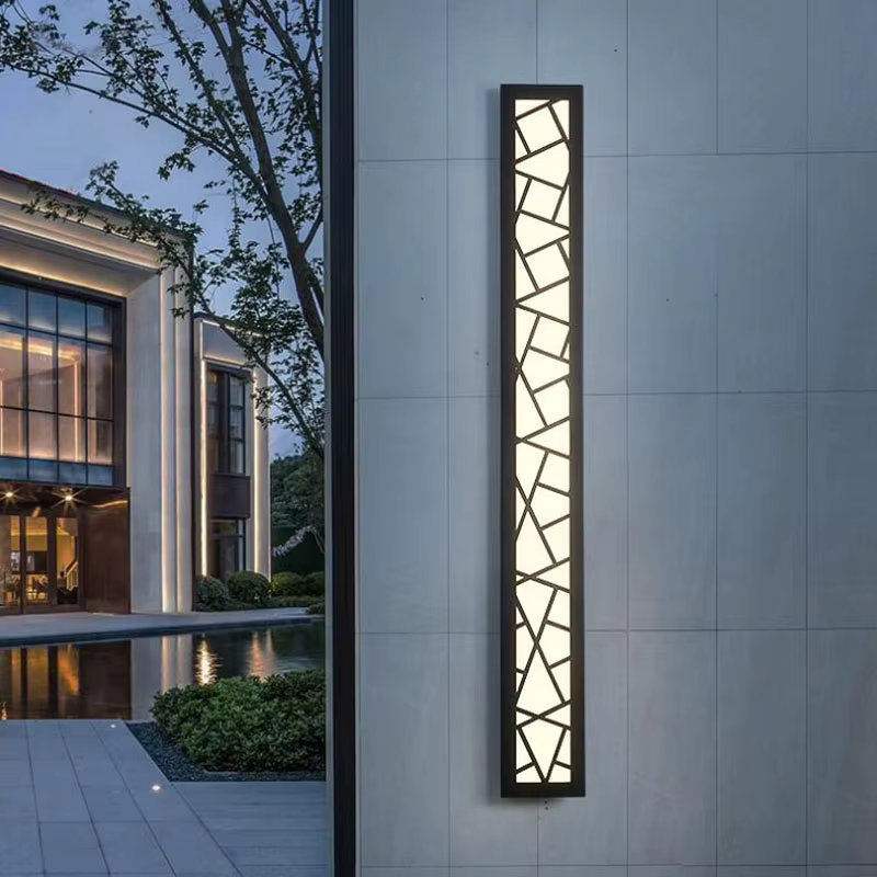 Waterproof Black Pattern Courtyard Long Wall Light LED