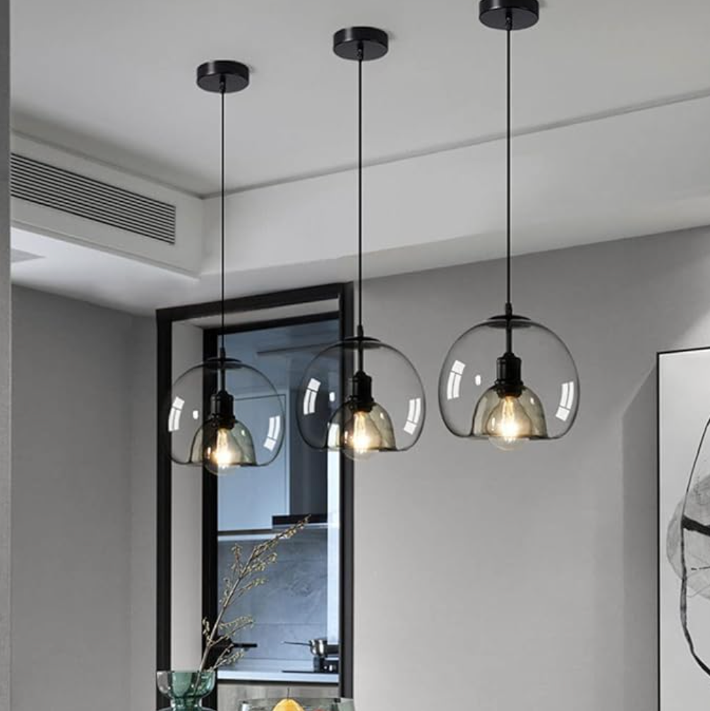 Modern Kitchen Lighting with black glass