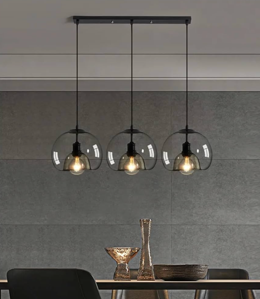 3 Head black kitchen island pendant light