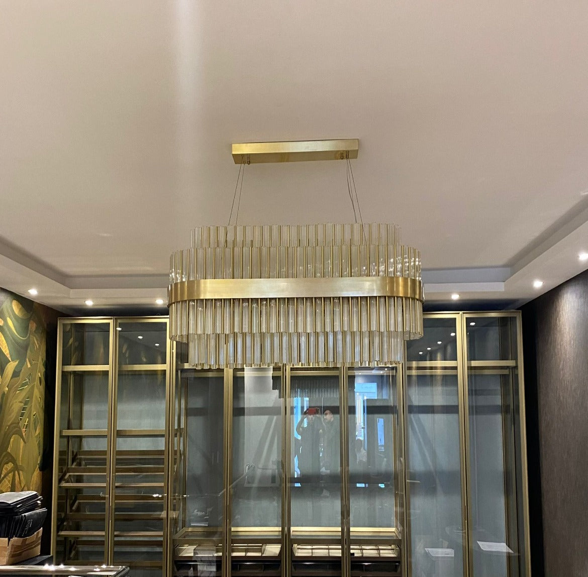 Luxury Brass Plated Rectangular Chandelier