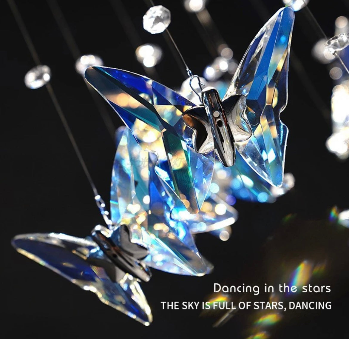 drop glass butterfly light chandelier