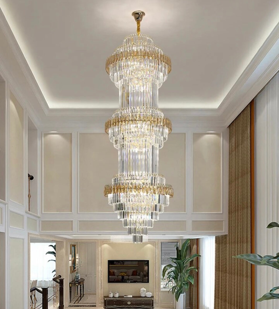 3 tier champagne gold crystal chandelie