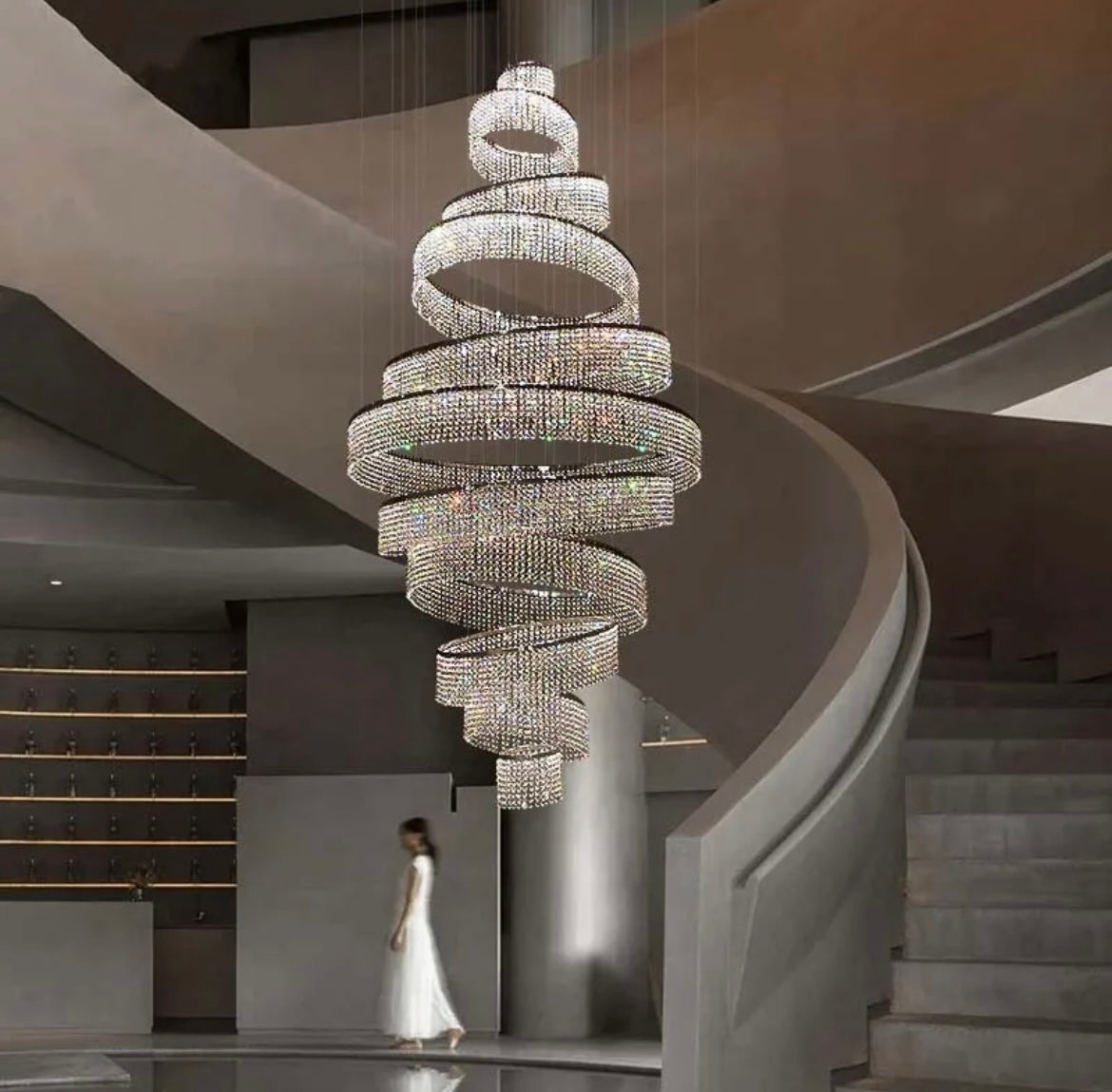 chrome ring chandelier with energy-efficient LED lighting for contemporary spaces