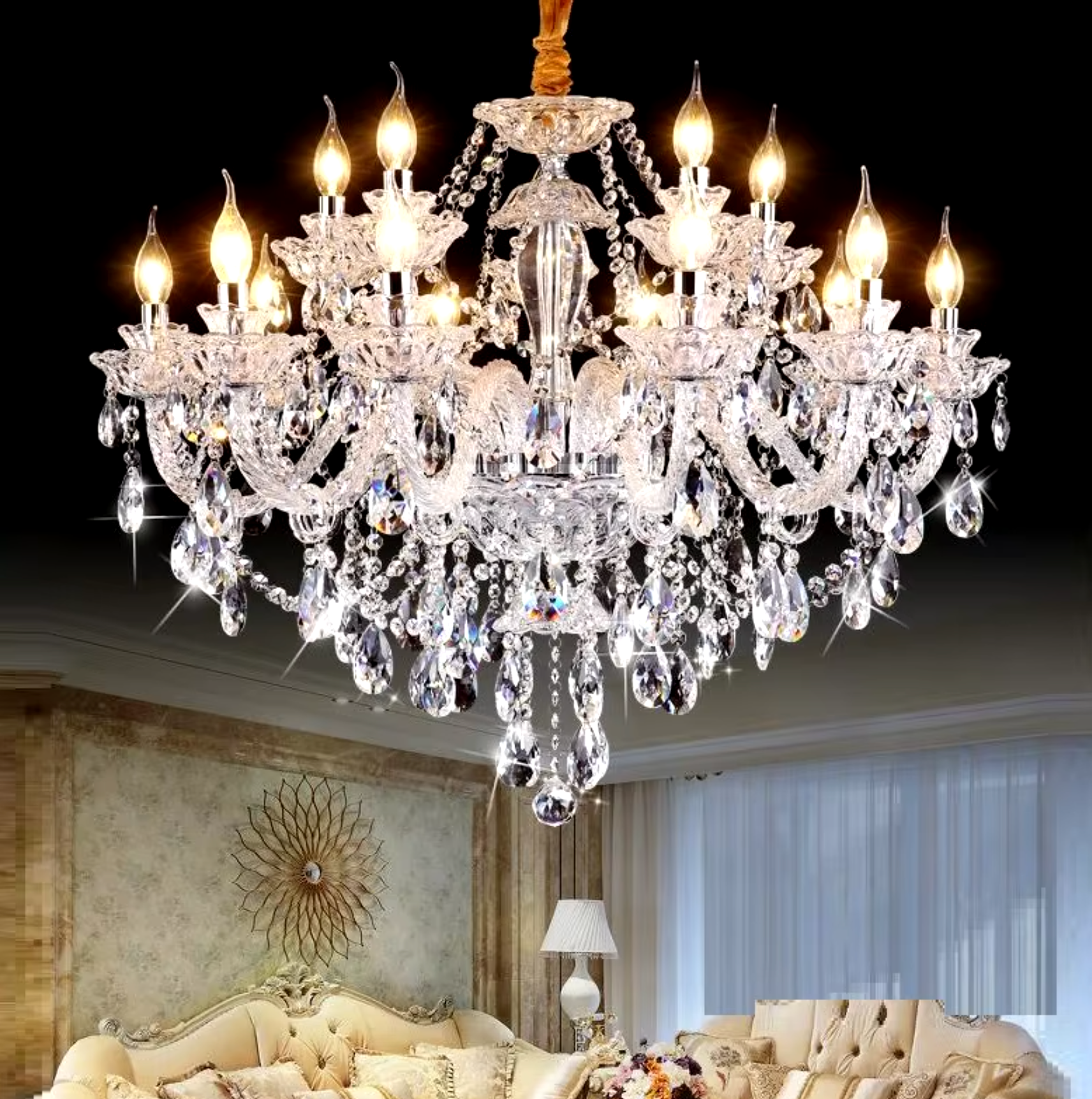chrome and glass chandelier