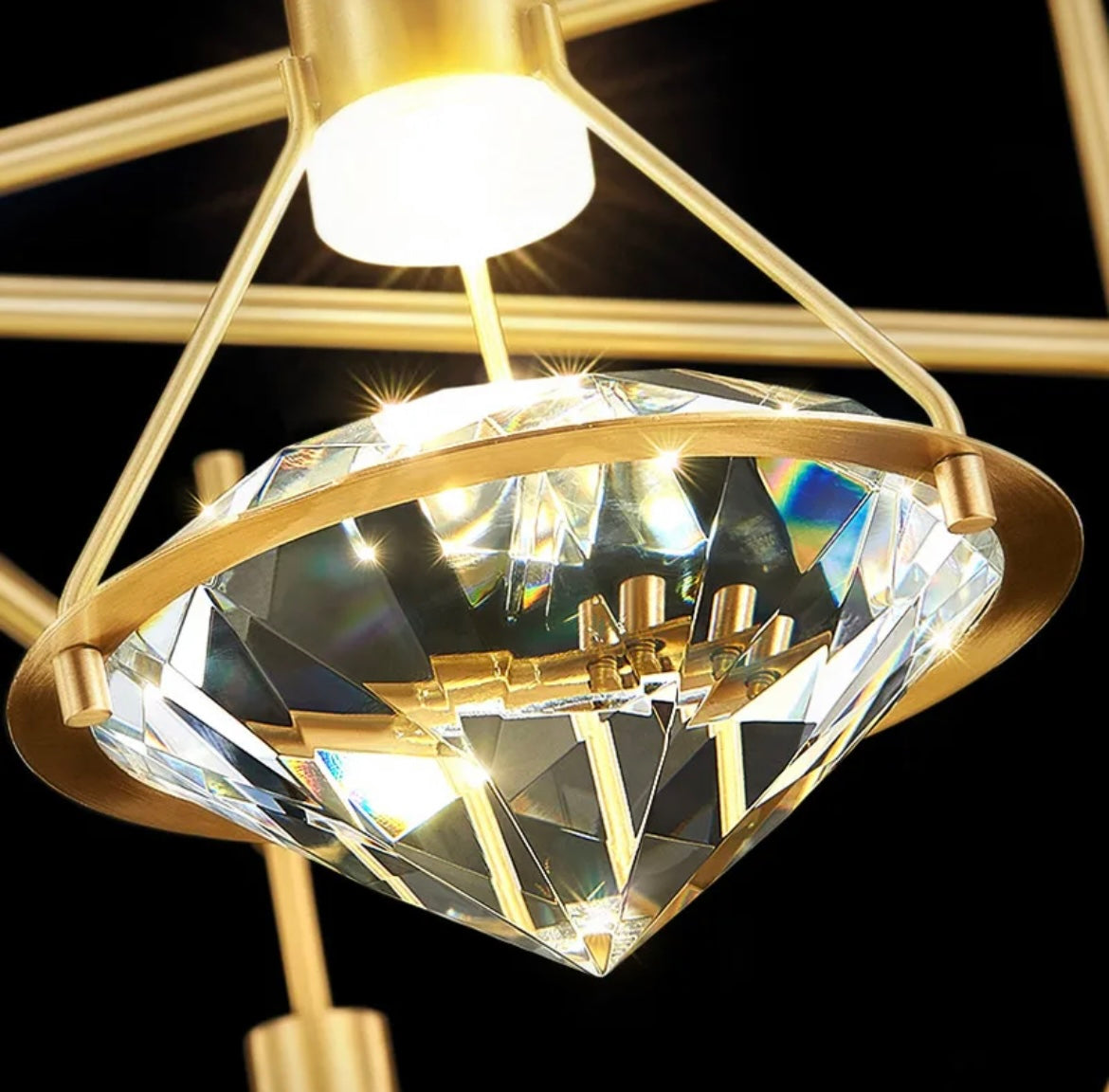 Crystal gold pendant light for modern interiors