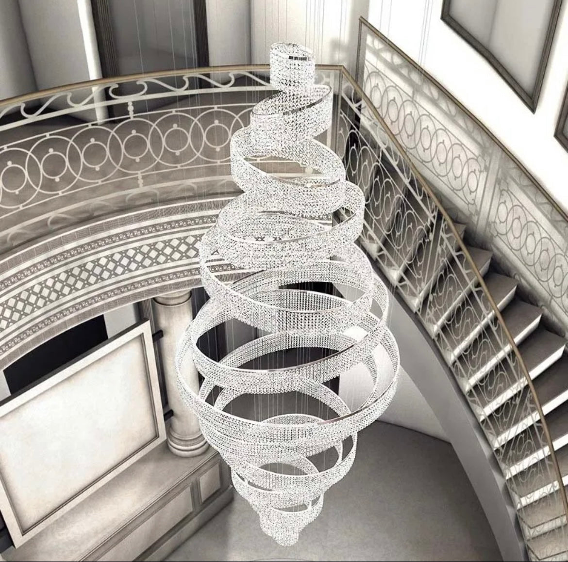 extra long chandelier for staircase