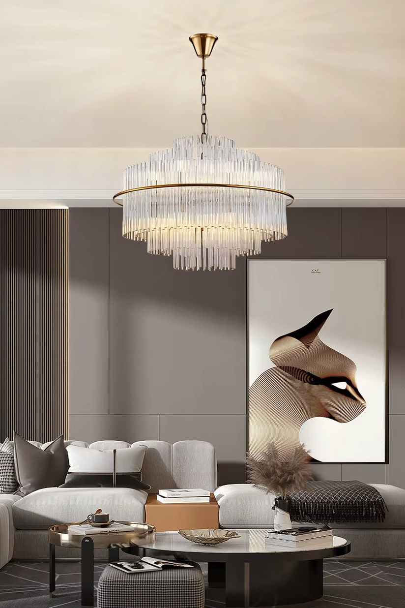 luxury chandelier for living room, with glass