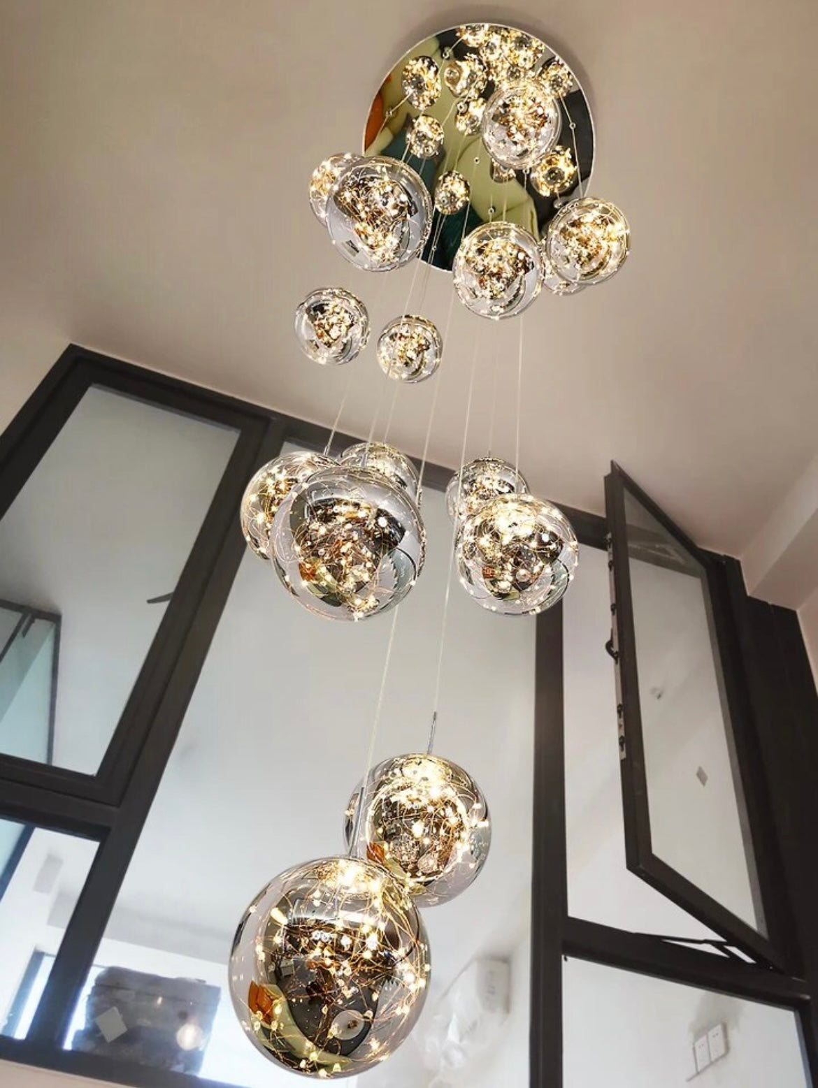 globe  glass effect chandeliers