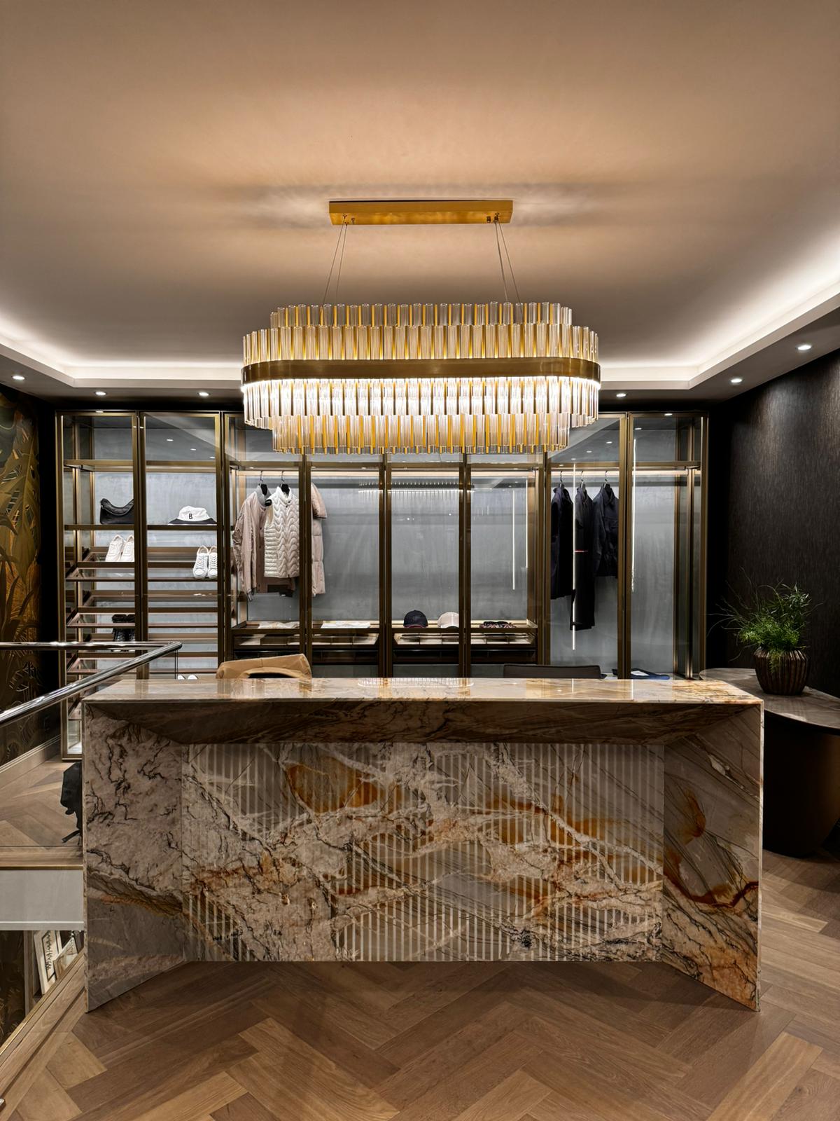gold luxury rectangular glass chandelier 