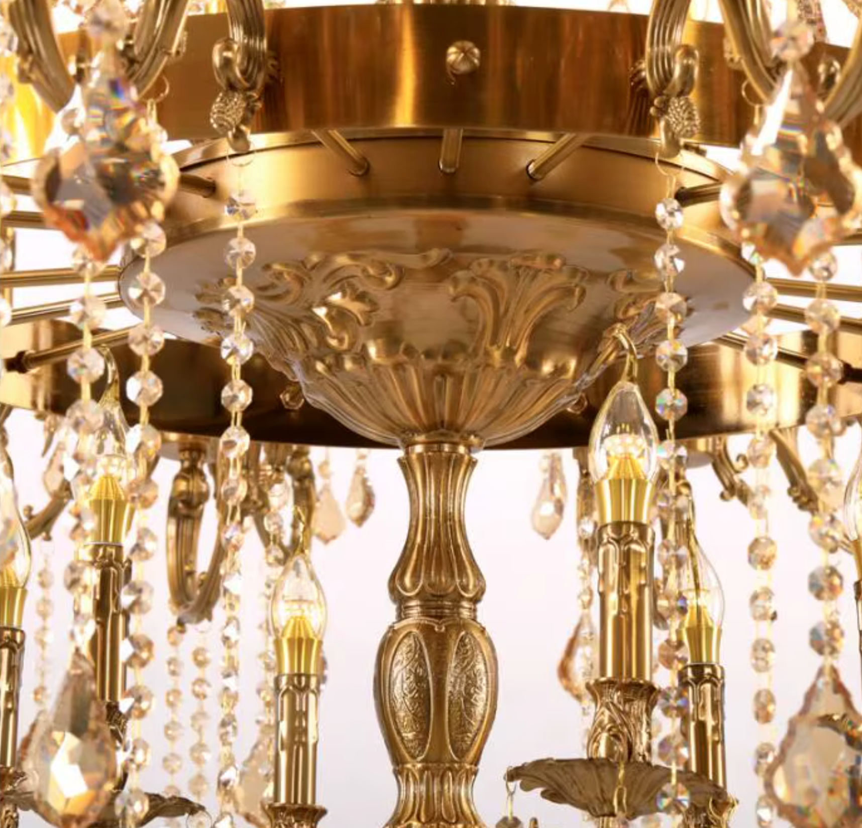 Brass italian crystal chandelier