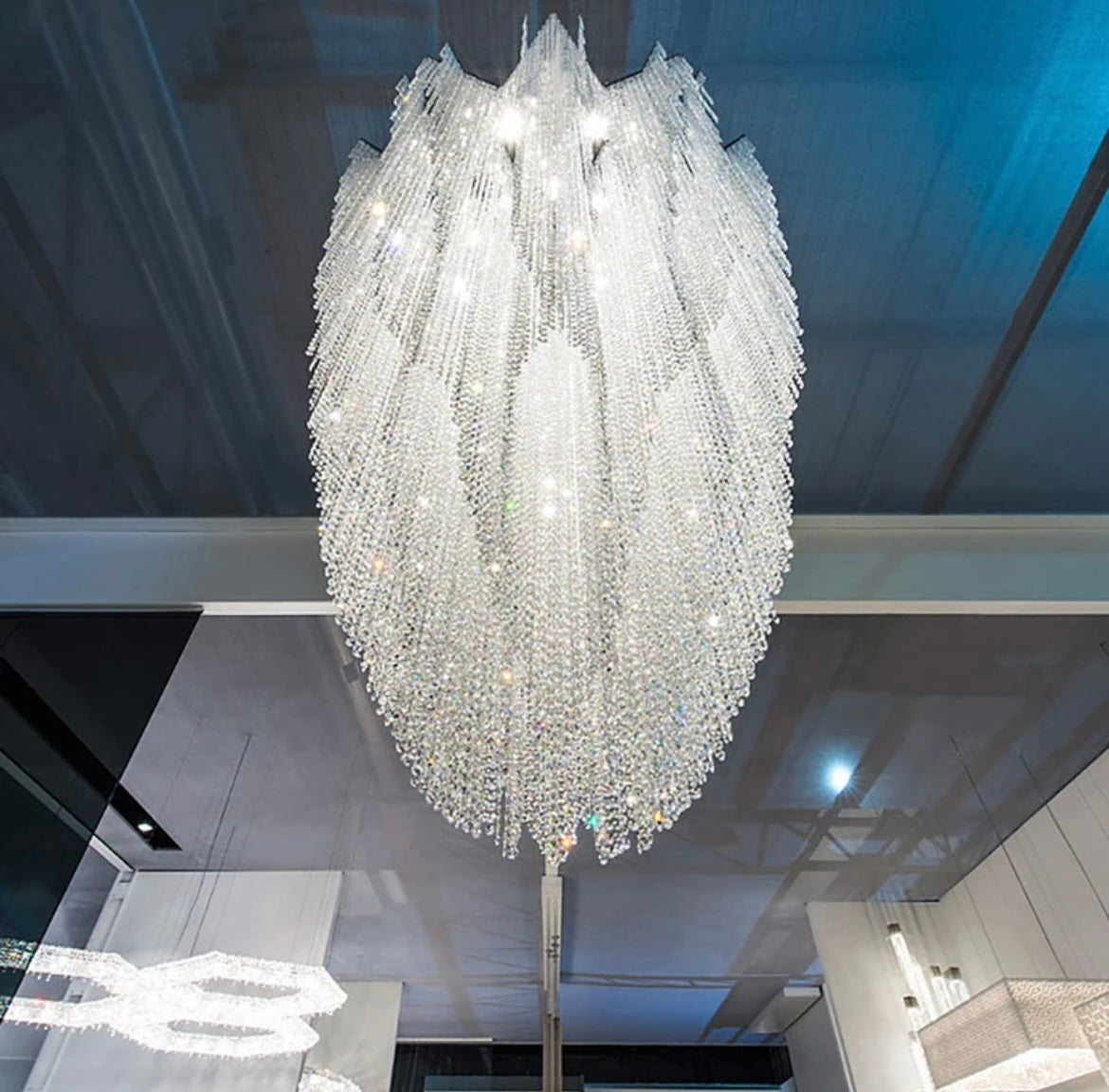 K9 crystal beads on the Attic Chandelier reflecting light beautifully