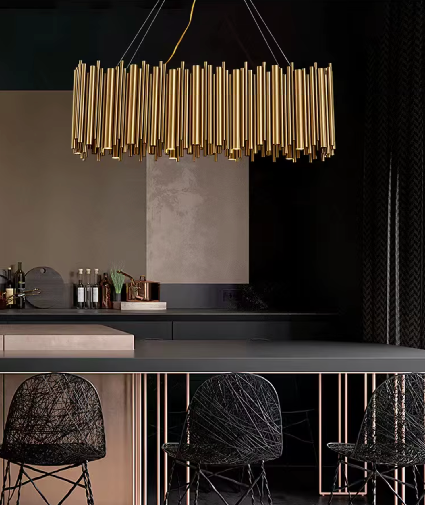 rectangle led tube chandelier