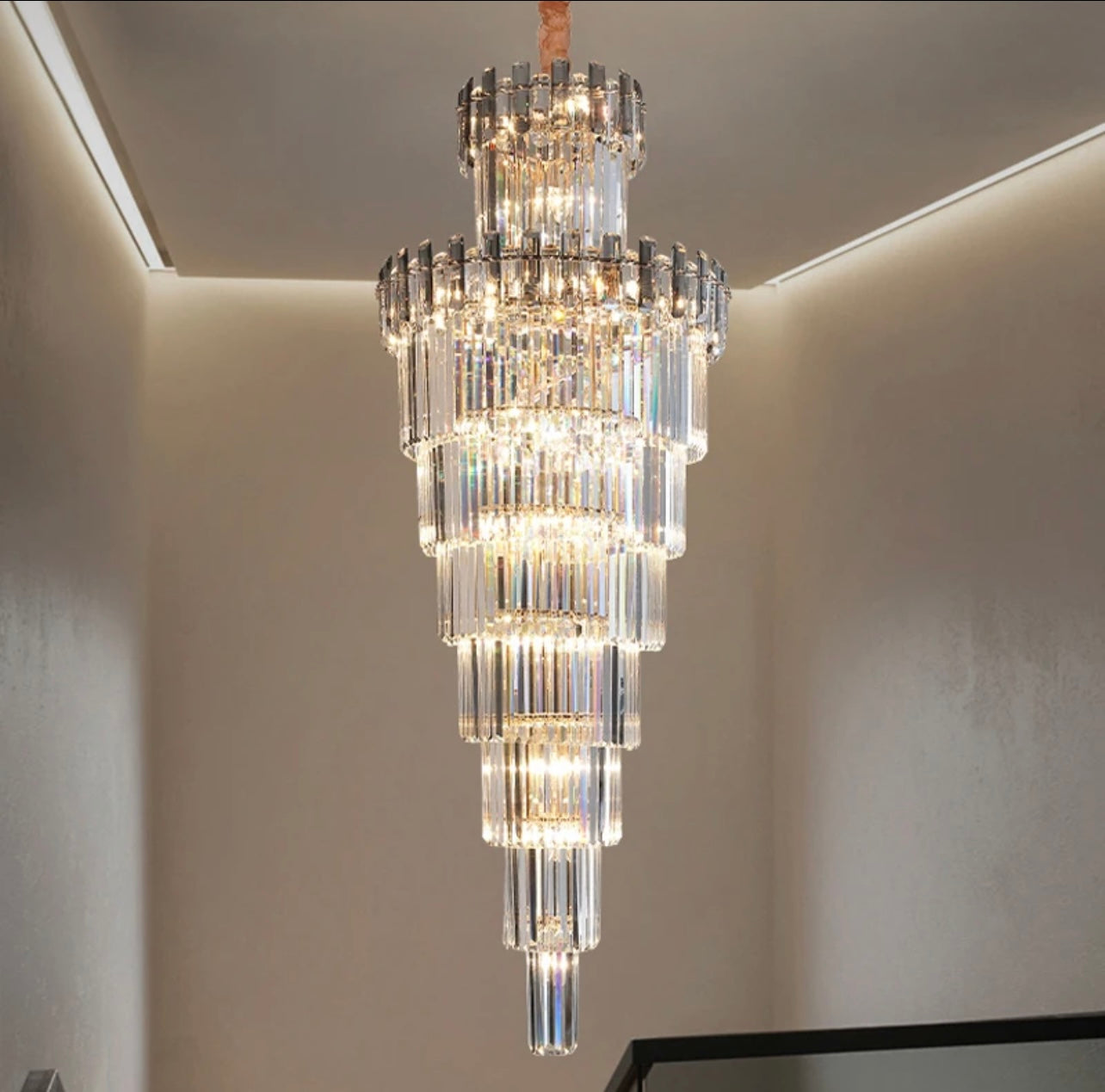  Luxury crystal chandelier with LED lighting for energy efficiency