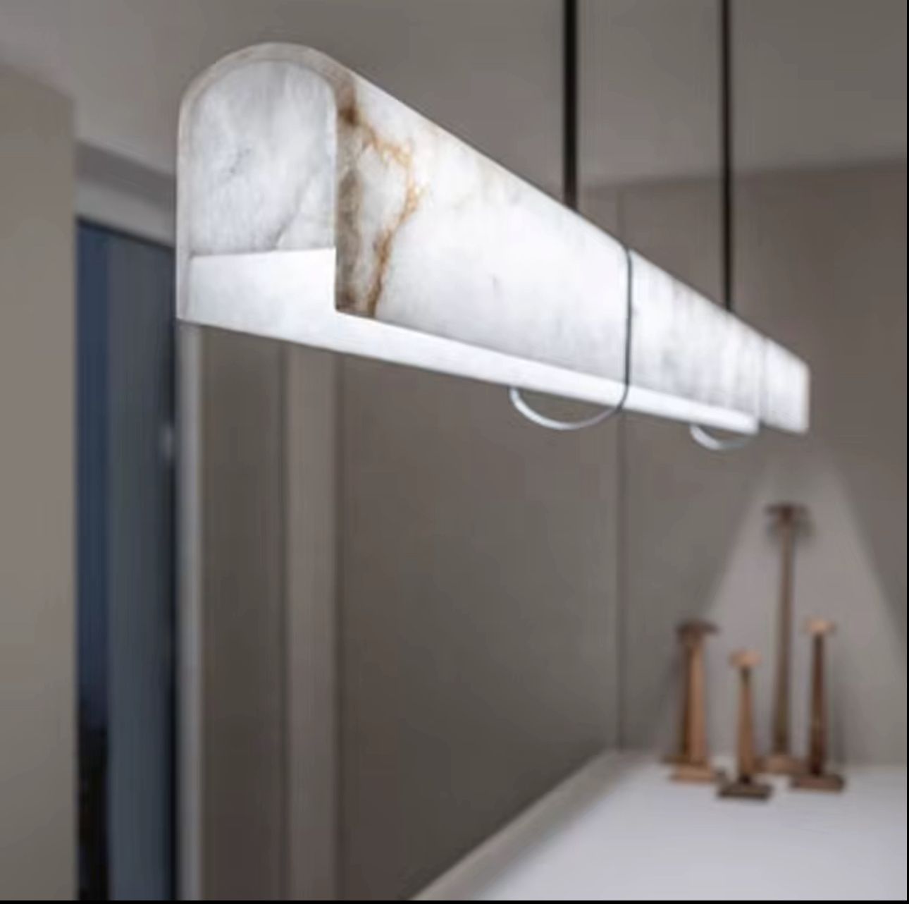 Marble-patterned light fixture on a neutral background