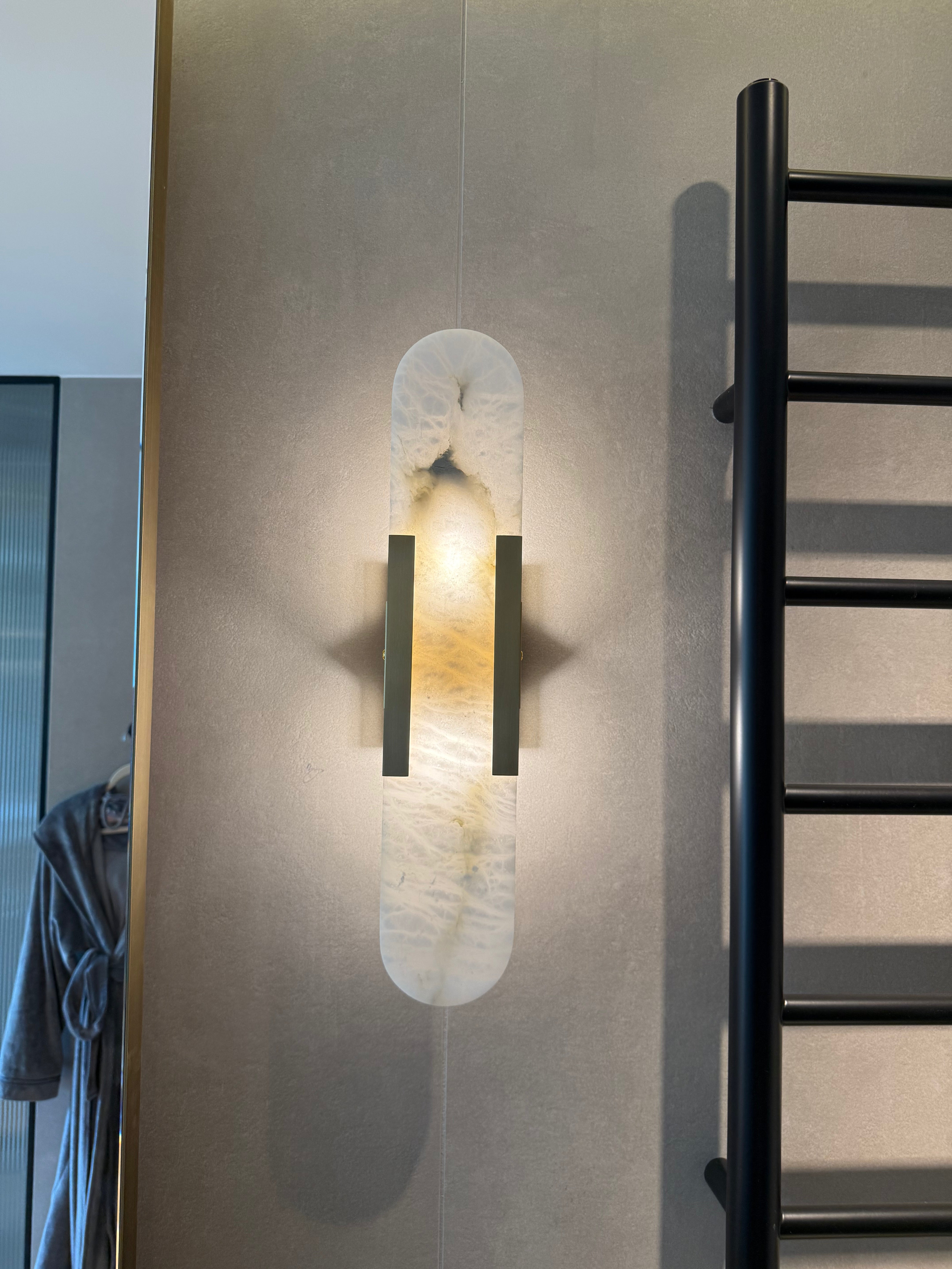 Illuminated Opaline Halo Wall Light with natural marble diffuser