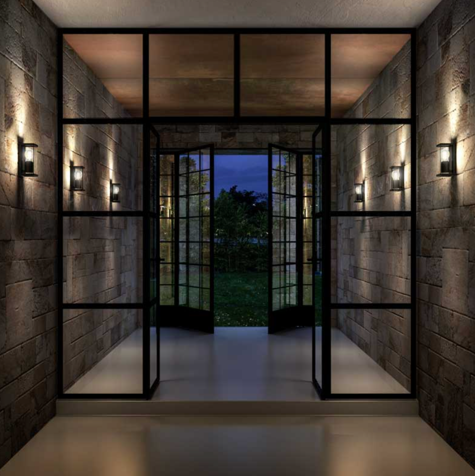 outdoor black and glass security light