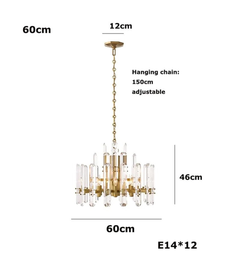 Vintage Brass Rectangular Tube Chandelier