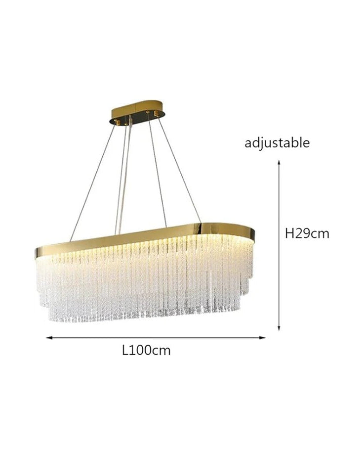 Brass Twisted Glass Rectangular Chandelier