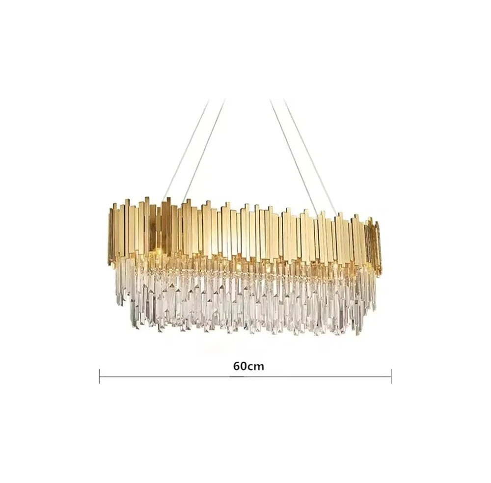 Gold/Silver Luxury Crystal Rectangular Chandelier