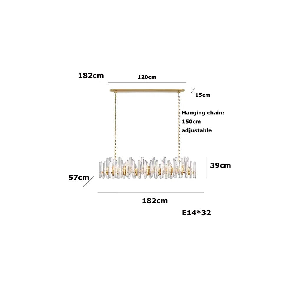 Industrial Crystal Rectangular Chandelier