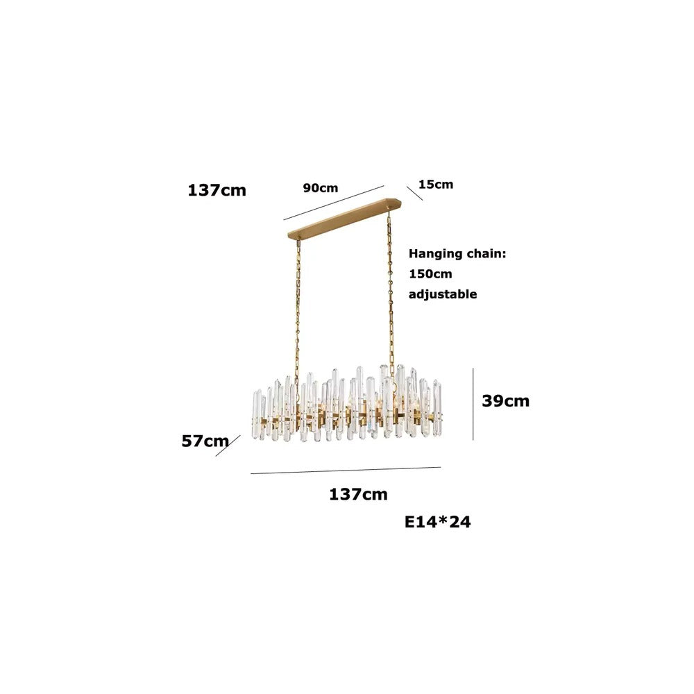 Industrial Crystal Rectangular Chandelier