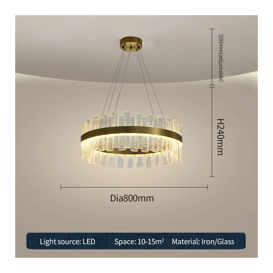 Gold & Cloudy Glass Deluxe Chandelier
